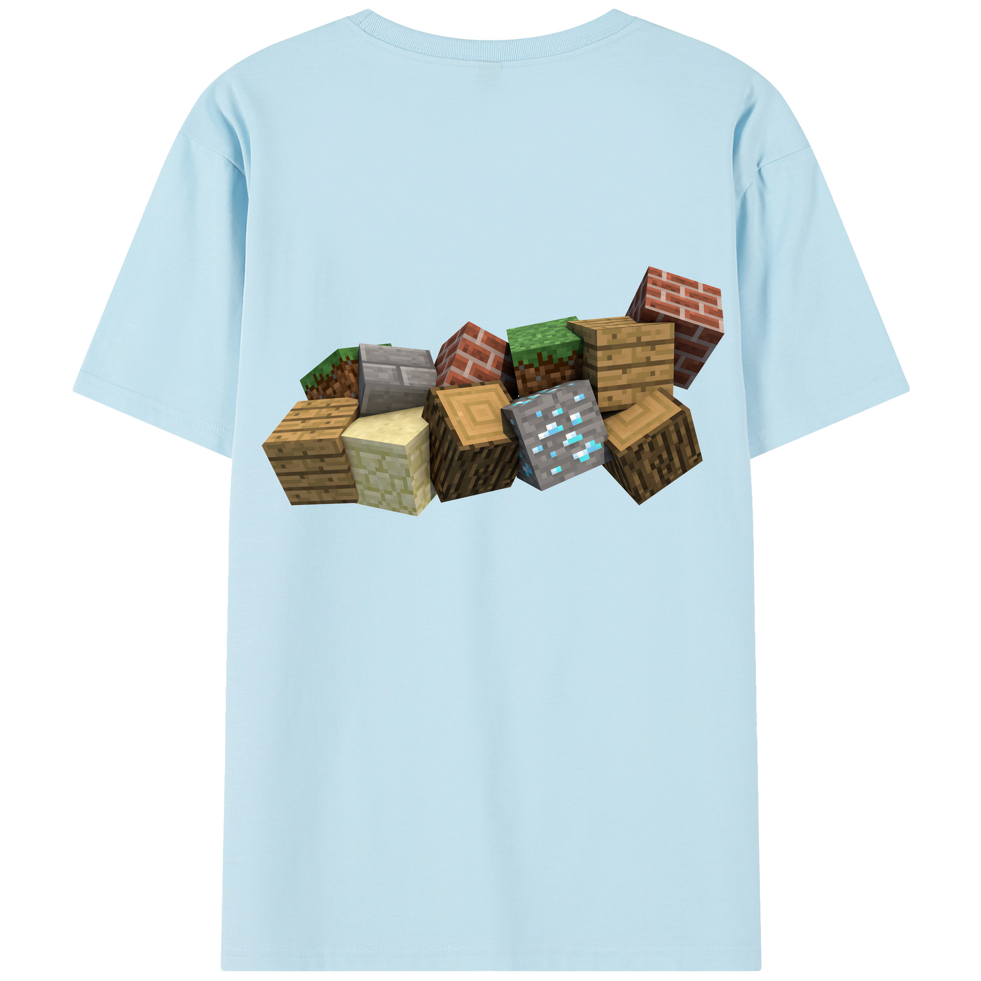 （画像用） マインクラフト ブロックの世界 Minecraft MC Block world 綿100％半袖Tシャツ（背面プリント）
